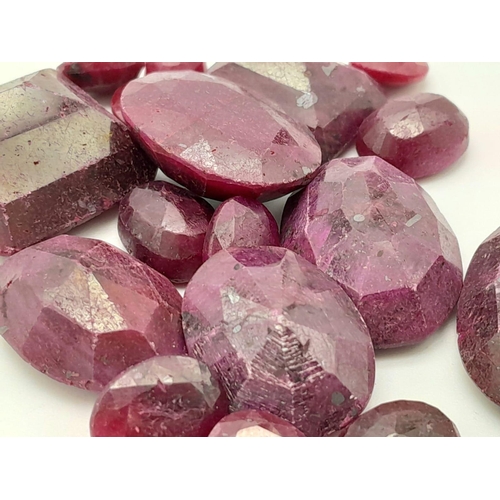 539 - A 490 Ct Faceted Colour Enhanced Ruby Gemstones Lot of 18 Pcs, Mix Shapes