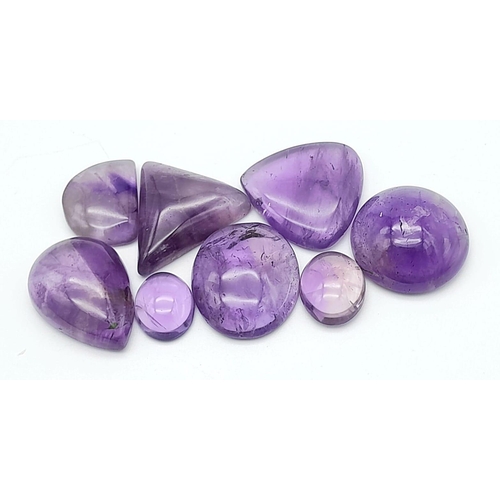 651 - A 252.45ct Amethyst Cabochon Gemstones Lot of 8 Pieces.