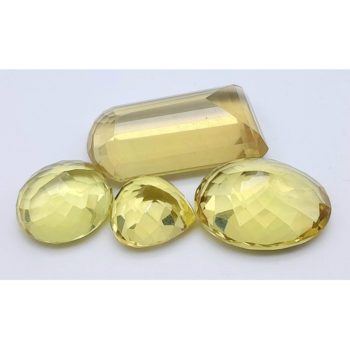 664 - A lot of 83.60 Ct Faceted Lemon Quartz in Mix Shapes.