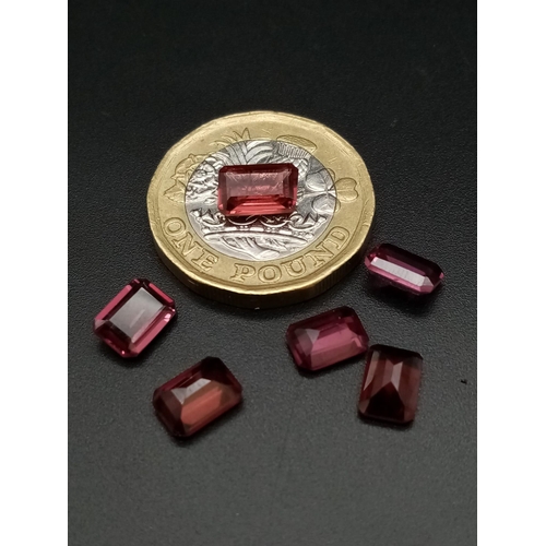 679 - A Lot of 6 Pieces of  8.30 Ct Faceted Rhodolite Garnet Gemstones in Rectangular Shapes.