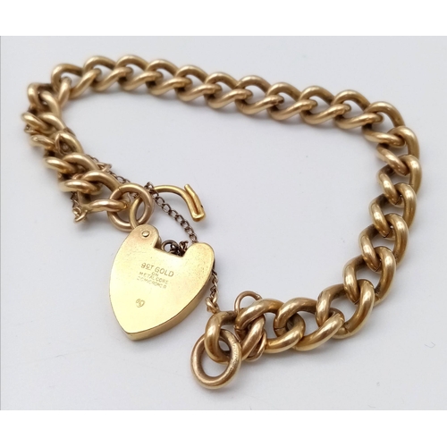 115 - A 9K GOLD ON METAL CORE BRACELET WITH PADLOCK AND A GOLD TONE NECKLACE (46cm chain length) 33.3G

(S... 