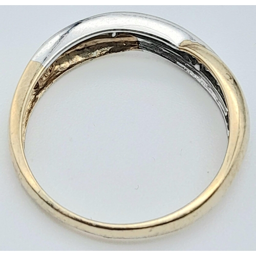 269 - 9k yellow gold diamond set twist ring.
2.4g, size R (dia:0.11ct)

SH2524H