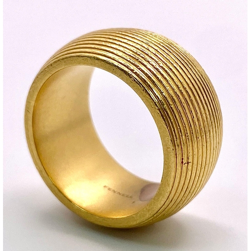 405 - A Theo Fennell Designer Fluted Band Ring. Size P. 18g weight. 12mm width. Ref: 15245