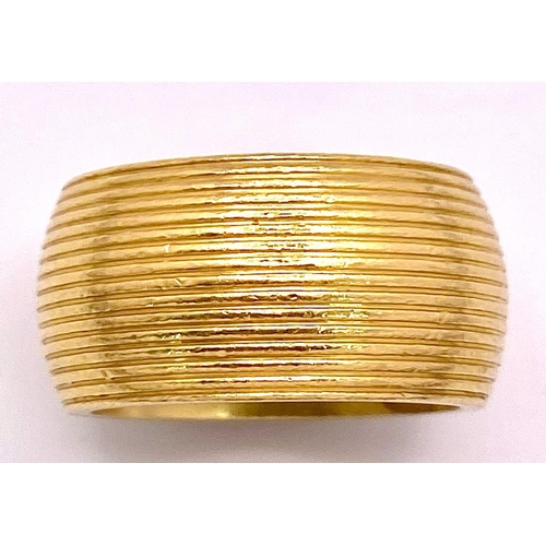 405 - A Theo Fennell Designer Fluted Band Ring. Size P. 18g weight. 12mm width. Ref: 15245