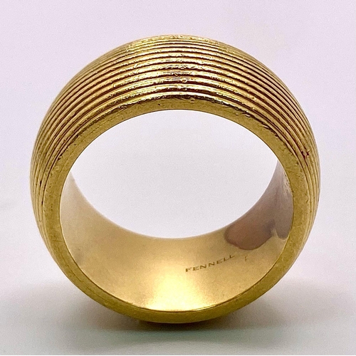 405 - A Theo Fennell Designer Fluted Band Ring. Size P. 18g weight. 12mm width. Ref: 15245