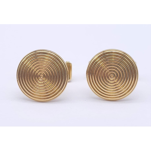 738 - A Pair of Designer Theo Fennell 18K Yellow Gold Spiral Cufflinks. 12.2g total weight. Ref: 15258