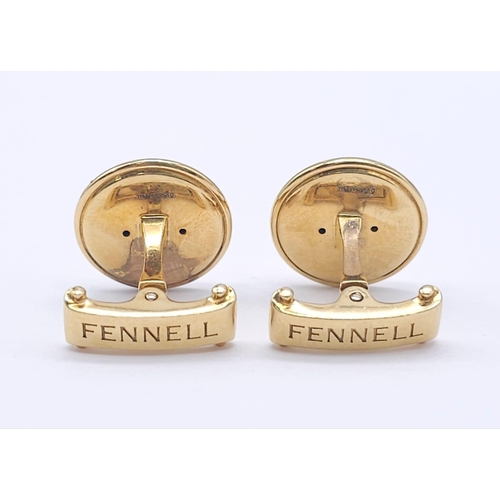 738 - A Pair of Designer Theo Fennell 18K Yellow Gold Spiral Cufflinks. 12.2g total weight. Ref: 15258