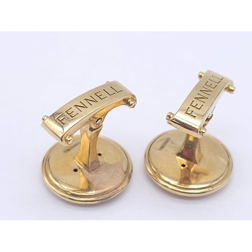 738 - A Pair of Designer Theo Fennell 18K Yellow Gold Spiral Cufflinks. 12.2g total weight. Ref: 15258