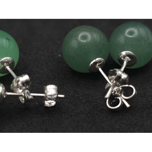 509 - Six Pairs of Different Colour Jade Ball Stud Earrings. Includes: three shades of green, orange, pink... 