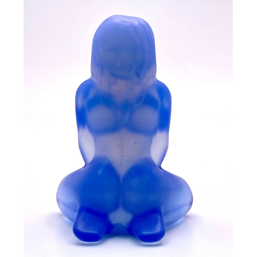 649 - An Erotic Blue Opalite Naked Woman Figurine. 6.5cm tall.