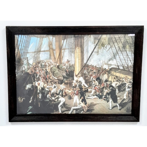 740 - A Vintage Hardwood Framed and Glazed, Coloured Print of the
‘Death of Lord Nelson at Trafalgar’ 63x4... 