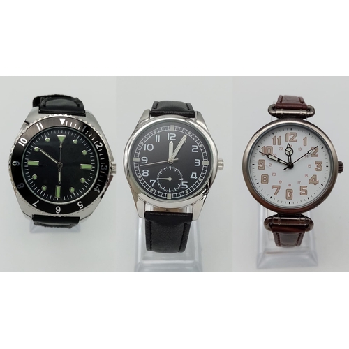 722 - A Parcel of Three Unworn Military Homage Watches Comprising; 1) 1970’s US Navy Diver (45mm), 2) 1950... 