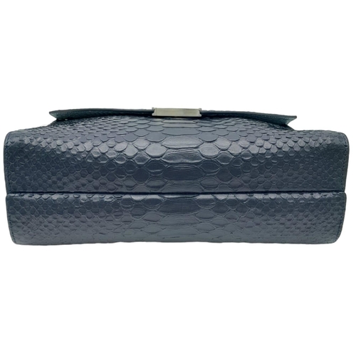 630 - Mulberry Delphine Shoulder Bag.
Rich Blue Python embossed leather exterior with silver toned hardwar... 