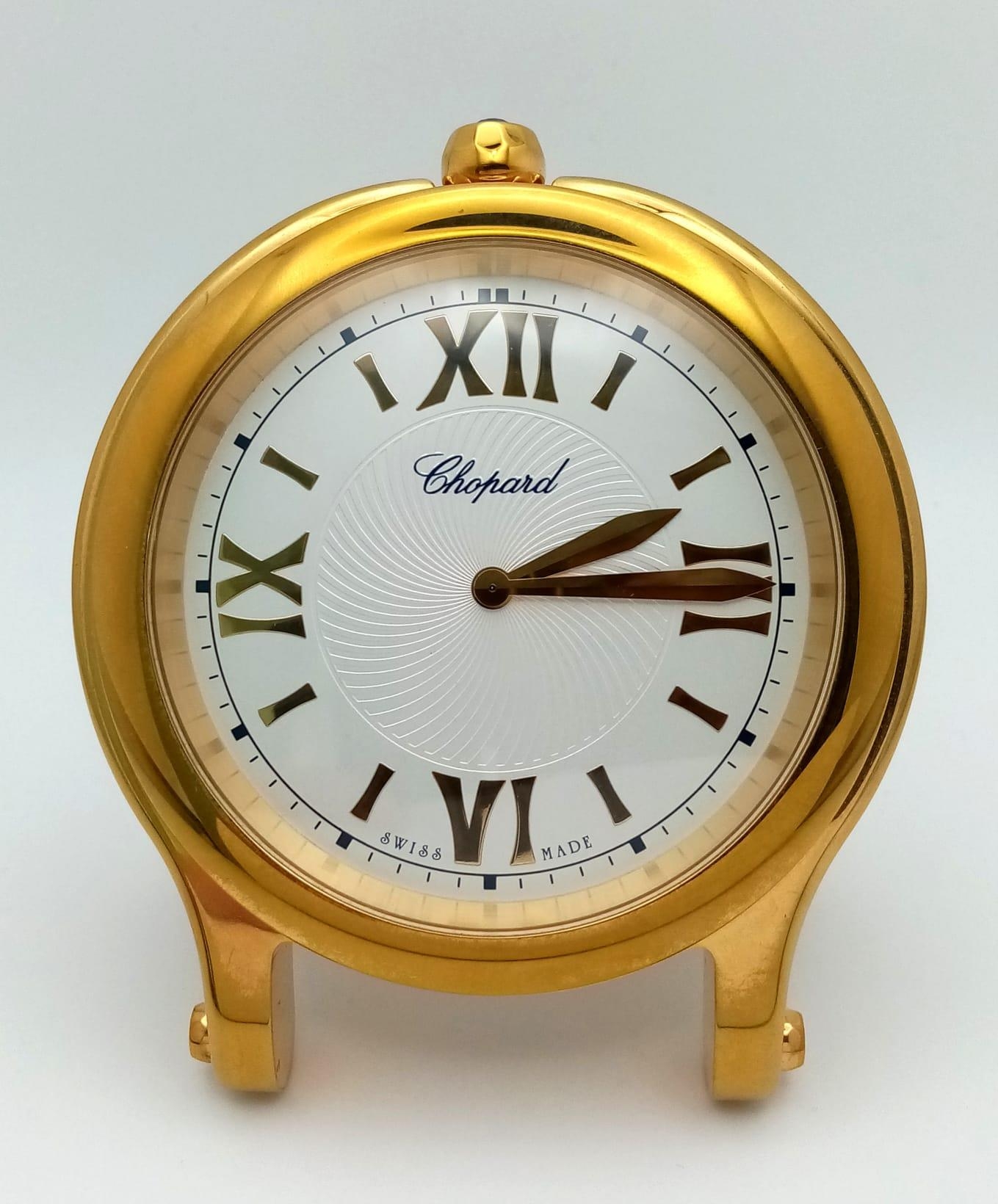 A Chopard Happy Sport Gold Plated Table Clock. Quartz movement