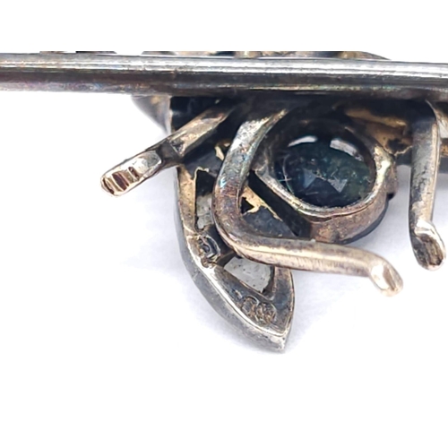 1130 - A Victorian Mid-Karat Gold, Silver, Pearl, Diamond and Sapphire Fly Brooch! Top-level craftmanship a... 