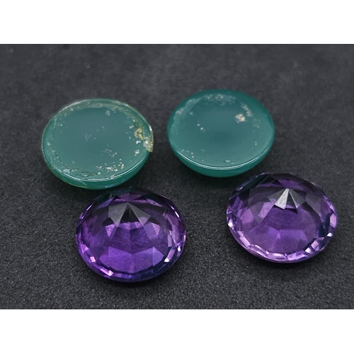 1132 - A Pair of Amethyst and Jade Cabochons. 20ctw