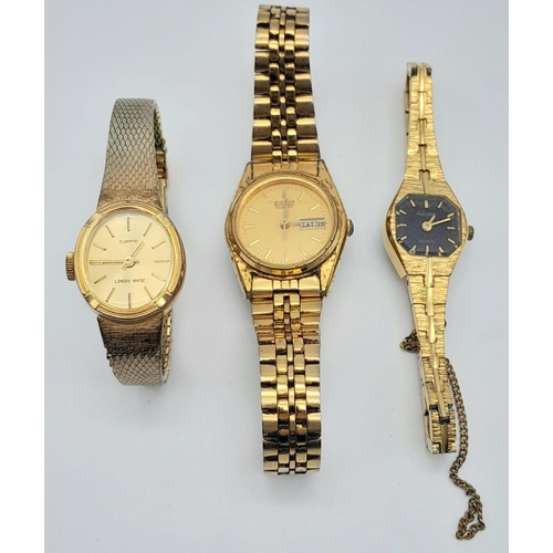 1112 - A parcel of Three Vintage Ladies Watches.
Including a Seiko, Acurist and a Jean Renet.
Varying degre... 