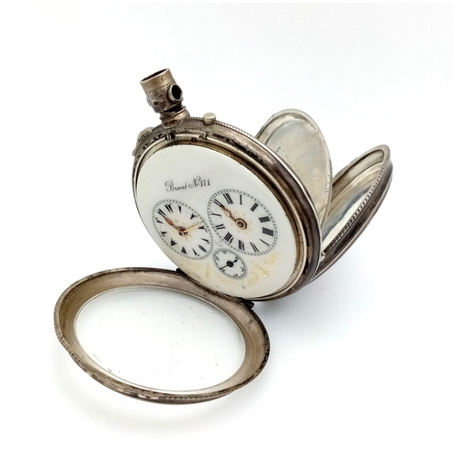 1119 - A beautiful early 1900's, BREVET French Pocket Watch.
Stamped 800 SILVER and weighs 95.5g
Face, glas... 