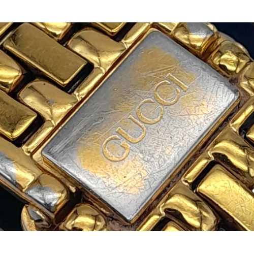 156 - A Genuine, Very Good Condition, Gold Tone Gucci Watch with Full Boxes & Papers. 37mm Including Crown... 