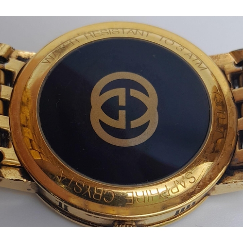 156 - A Genuine, Very Good Condition, Gold Tone Gucci Watch with Full Boxes & Papers. 37mm Including Crown... 