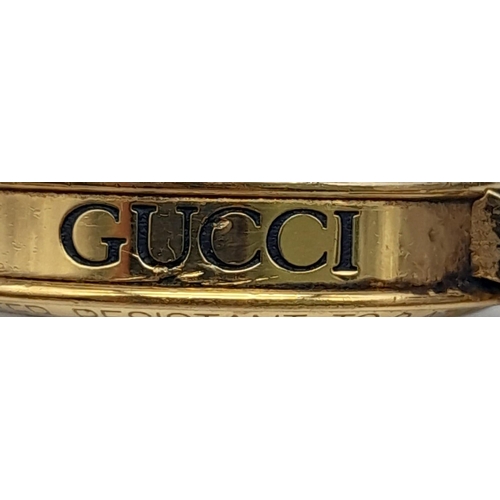 156 - A Genuine, Very Good Condition, Gold Tone Gucci Watch with Full Boxes & Papers. 37mm Including Crown... 