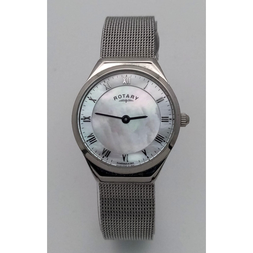 264 - Excellent Condition Ladies Stainless Steel Rotary Quartz Watch. 30mm wide. New Battery Fitted Novemb... 