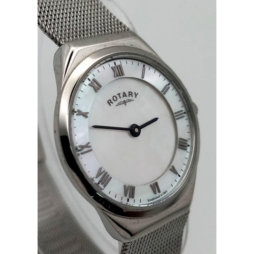 264 - Excellent Condition Ladies Stainless Steel Rotary Quartz Watch. 30mm wide. New Battery Fitted Novemb... 