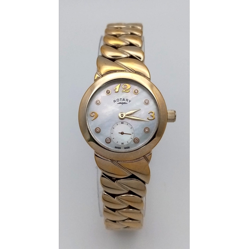 285 - An Excellent Condition Ladies Gold Tone Rotary Second Subsidiary Dial Watch. 28mm Including Crown. F... 