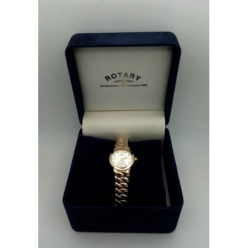 285 - An Excellent Condition Ladies Gold Tone Rotary Second Subsidiary Dial Watch. 28mm Including Crown. F... 