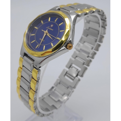 306 - An Unworn Ladies Swiss Blue Face Bi-Metal Quartz Watch by Luciano. 34mm Including Crown. Replacement... 