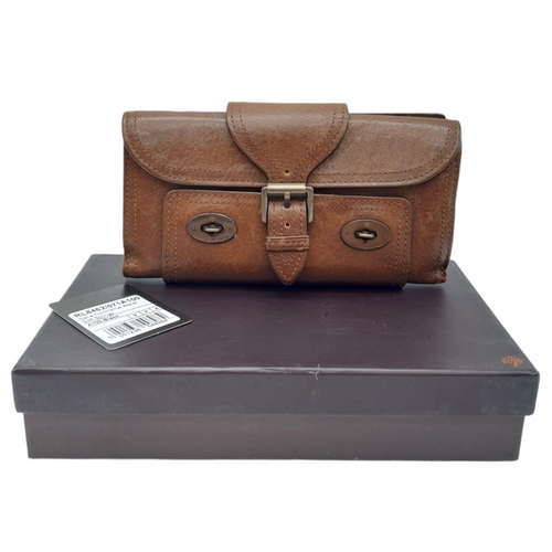 537 - A Brown Leather Mulberry Wallet. Exterior Fancy Buckle fastener. Plenty of interior space. 18cm x 10... 