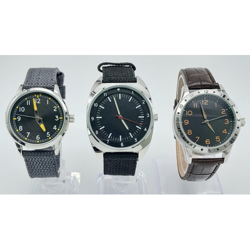 741 - A Parcel of Three Unworn Military Homage Watches Comprising; 1) 1980’s Russian Pilot (42mm), 2) 1960... 