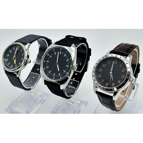 741 - A Parcel of Three Unworn Military Homage Watches Comprising; 1) 1980’s Russian Pilot (42mm), 2) 1960... 