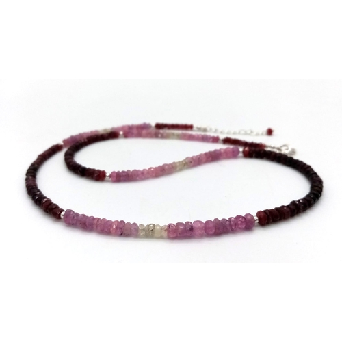 620B - A stunning, single strand Shady Ruby Necklace with a 925 silver clasp. Weighing 13.86g in total and ... 