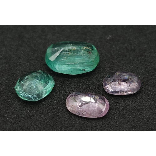 776B - Four Certificated Gemstones: 0.80ct emerald, 1.8ct emerald, 0.75ct spinel and a 0.815ct spinel. In t... 