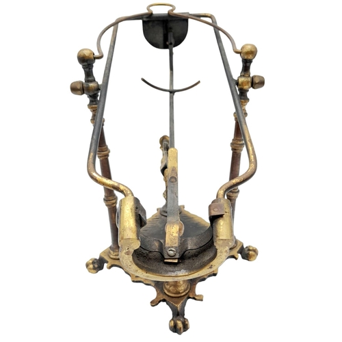 297 - A Wonderful Antique French Mechanical Brass Wine Cradle. Hand-crafted from solid brass on a four-foo... 