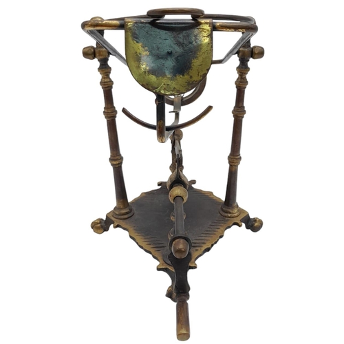 297 - A Wonderful Antique French Mechanical Brass Wine Cradle. Hand-crafted from solid brass on a four-foo... 