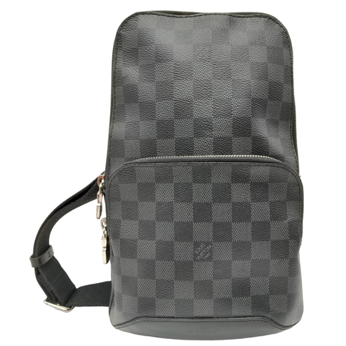 303 - A Louis Vuitton Avenue Slingbag. Checked graphite canvas exterior with zipped compartment. Silver to... 