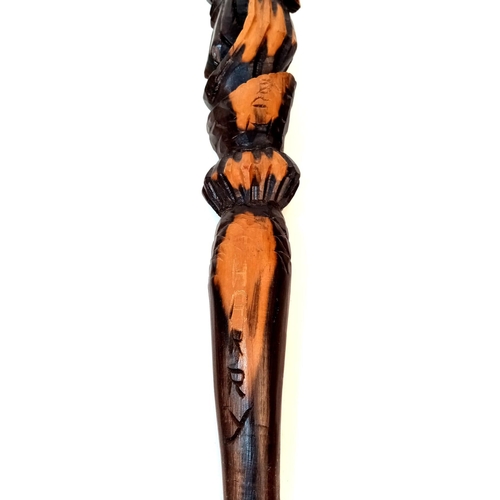 320 - A Very Ornate Vintage or Older, Hand Carved, Solid Hardwood Tribal Walking/Ceremonial Stick. 1 metre... 