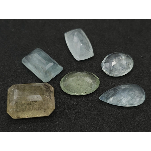 709B - Two Lots of Gemstones: 42.45ctw aquamarine and 6.10ctw kyanites. In presentation/storage boxes.