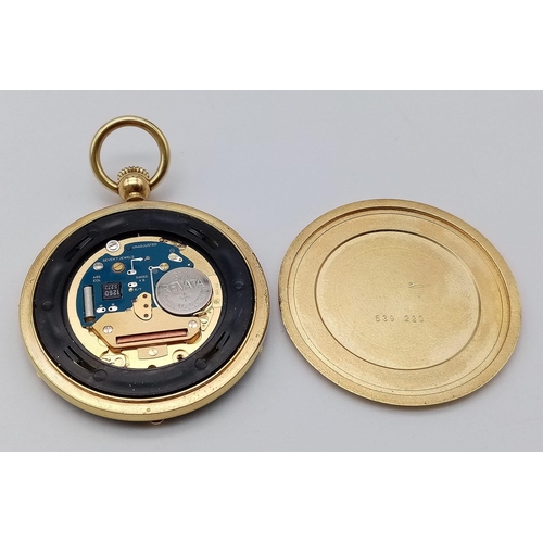 780B - A Tissot Gold Plated Pocket/Pendant Watch. 42mm diameter. 
Gilded dial with date window. Quartz move... 