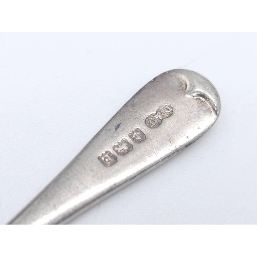 946B - An Antique sterling silver sugar spoon with Full Birmingham hallmarks, 1940 plus a cake knife with f... 