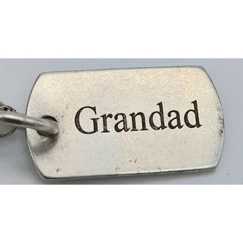 106 - A 925 silver Grandad pendant on baby silver necklace. Total weight 3.75G. Total length 26cm.