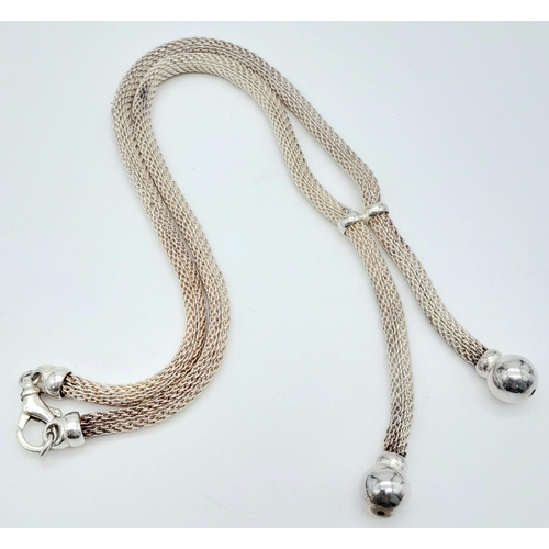 35 - A vintage 925 silver Tassel necklace. Total weight 30.1G. Total length 44cm. See photos for details.