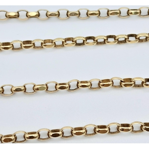 402 - A Vintage 9K Yellow Gold Belcher Link Chain/Necklace. 54cm length. 10.16g weight.