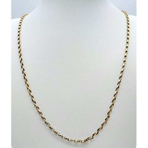 402 - A Vintage 9K Yellow Gold Belcher Link Chain/Necklace. 54cm length. 10.16g weight.