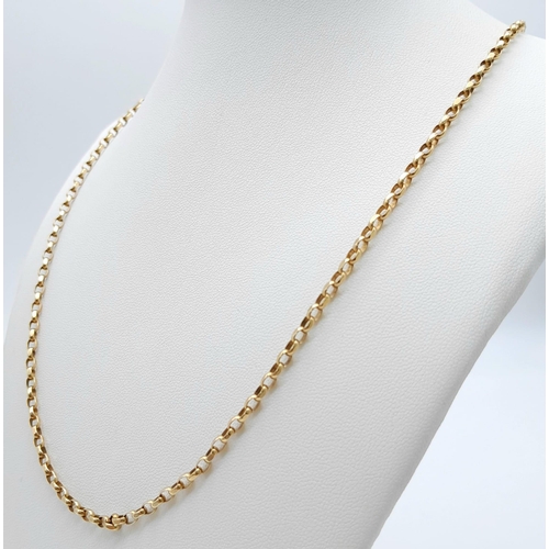 402 - A Vintage 9K Yellow Gold Belcher Link Chain/Necklace. 54cm length. 10.16g weight.