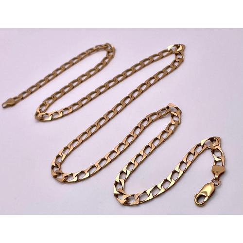 423 - A Vintage 9K Yellow Gold Flat Curb Link Chain/Necklace. 56cm length. 22.5g weight.