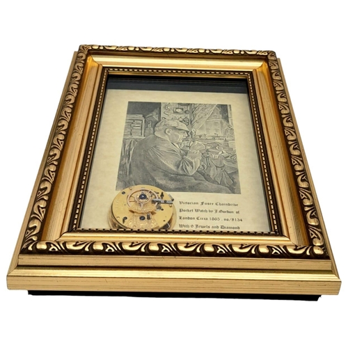 665B - From the Blyth Collection - A Unique Hand-Made Horologist's Art-Piece.  A Framed Victorian Fusee Cha... 