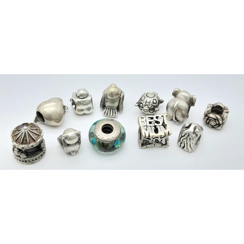 99 - A collection of multiple 925 silver pandora charms such as animals, etc. Total weight 36.75G. Please... 